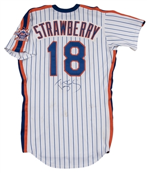 1986 Darryl Strawberry Game Used & Signed New York Mets Home Jersey - Championship Year! (Beckett Pre-Cert)